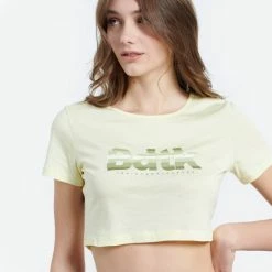 Τοπ 10 🎁 T-shirts | Μπλούζα κοντό μανίκι BodyTalk Cropped Skinny Γυναικείο T-shirt BUTTER 💯