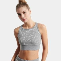 Προϋπολογισμός 🛒 Μπουστάκια | Αθλητικά Σουτιέν BodyTalk Homewear Γυναικείο Crop Top GREY MEL 🥰