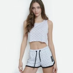 Συμφωνίες 🌟 Αμάνικα T-shirts BodyTalk Oneworld Cropped Γυναικείο Αμάνικο T-shirt WHITE 😀