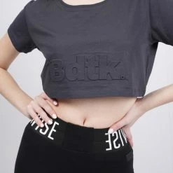 Best Pirce 💯 T-shirts | Μπλούζα κοντό μανίκι BODYTALK Snapsw Γυναικείο Copped T-shirt COAL 🔔 -Ηλεκτρονικό κατάστημα 24 μπουκαλιών bodytalk snapsw cropped tshirt 100co 4