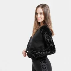 Το φθηνότερο 🧨 Μπλούζα Μακρύ Μανίκι BodyTalk Velour Γυναικείο Crop Top Με Μακρύ Μανίκι BLACK 🧨 -Ηλεκτρονικό κατάστημα 24 μπουκαλιών bodytalk velourw crop top 70co 30pes 95pes 2