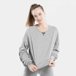 Τοπ 10 👍 Φούτερ BodyTalk Velour Γυναικείο Φούτερ GREY MEL 😉