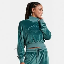 Προώθηση 🎉 Φούτερ BodyTalk "Velour" Cropped Γυναικεία Μπλούζα Φούτερ TATTOO GREEN 🔔