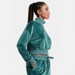 Προώθηση 🎉 Φούτερ BodyTalk "Velour" Cropped Γυναικεία Μπλούζα Φούτερ TATTOO GREEN 🔔 -Ηλεκτρονικό κατάστημα 24 μπουκαλιών bodytalk velourw turtleneck short sweater 92pes 12