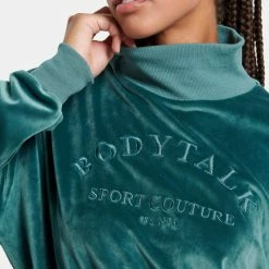 Προώθηση 🎉 Φούτερ BodyTalk "Velour" Cropped Γυναικεία Μπλούζα Φούτερ TATTOO GREEN 🔔 -Ηλεκτρονικό κατάστημα 24 μπουκαλιών bodytalk velourw turtleneck short sweater 92pes 13